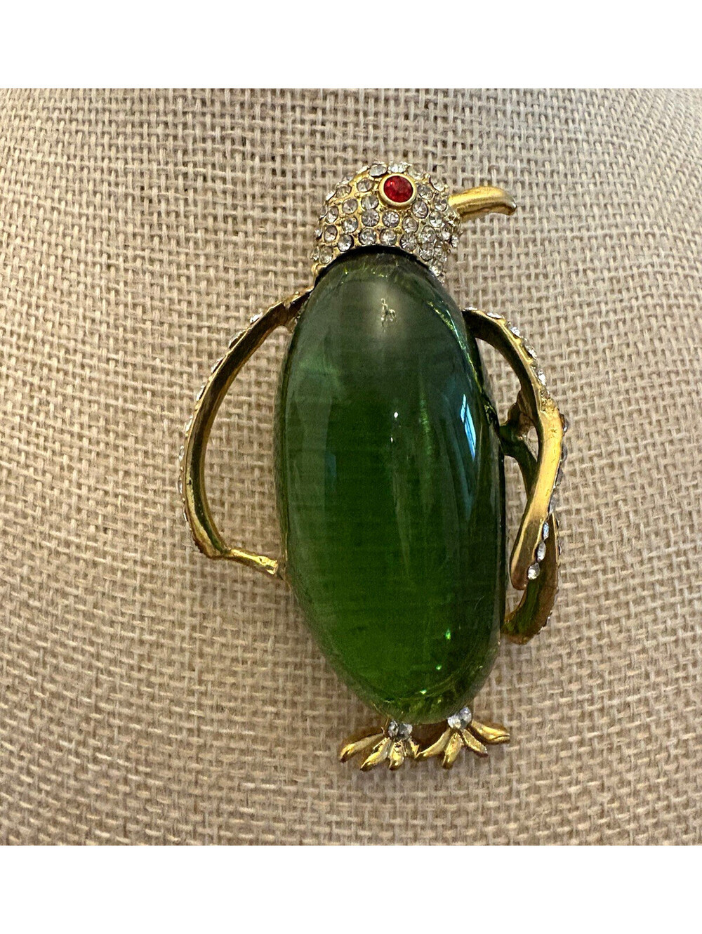 Trifari green Penguin Brooch jelly belly see description !!